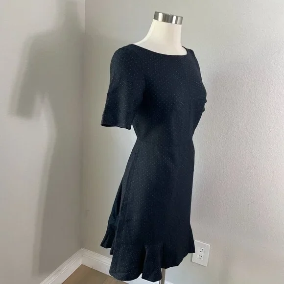 Ann Taylor Womens 6 Petite Short Sleeve Peplum Hem Sheath Dress Wool Blend - Picture 2 of 11